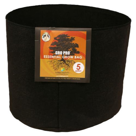 Gro Pro Essential Round Fabric Pot - Black 5 Gallon (90/Cs)